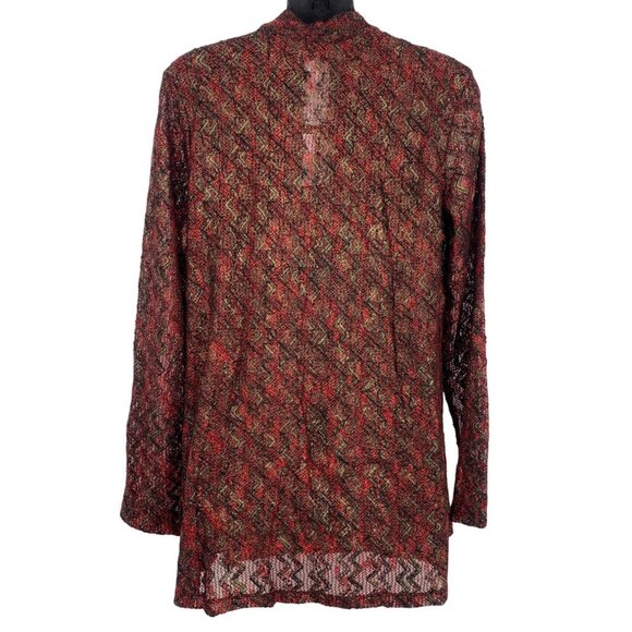 Susan Graver Womens Open Front Cardigan Jacket Medium Zigzag Red Black NWT New - Picture 4 of 8